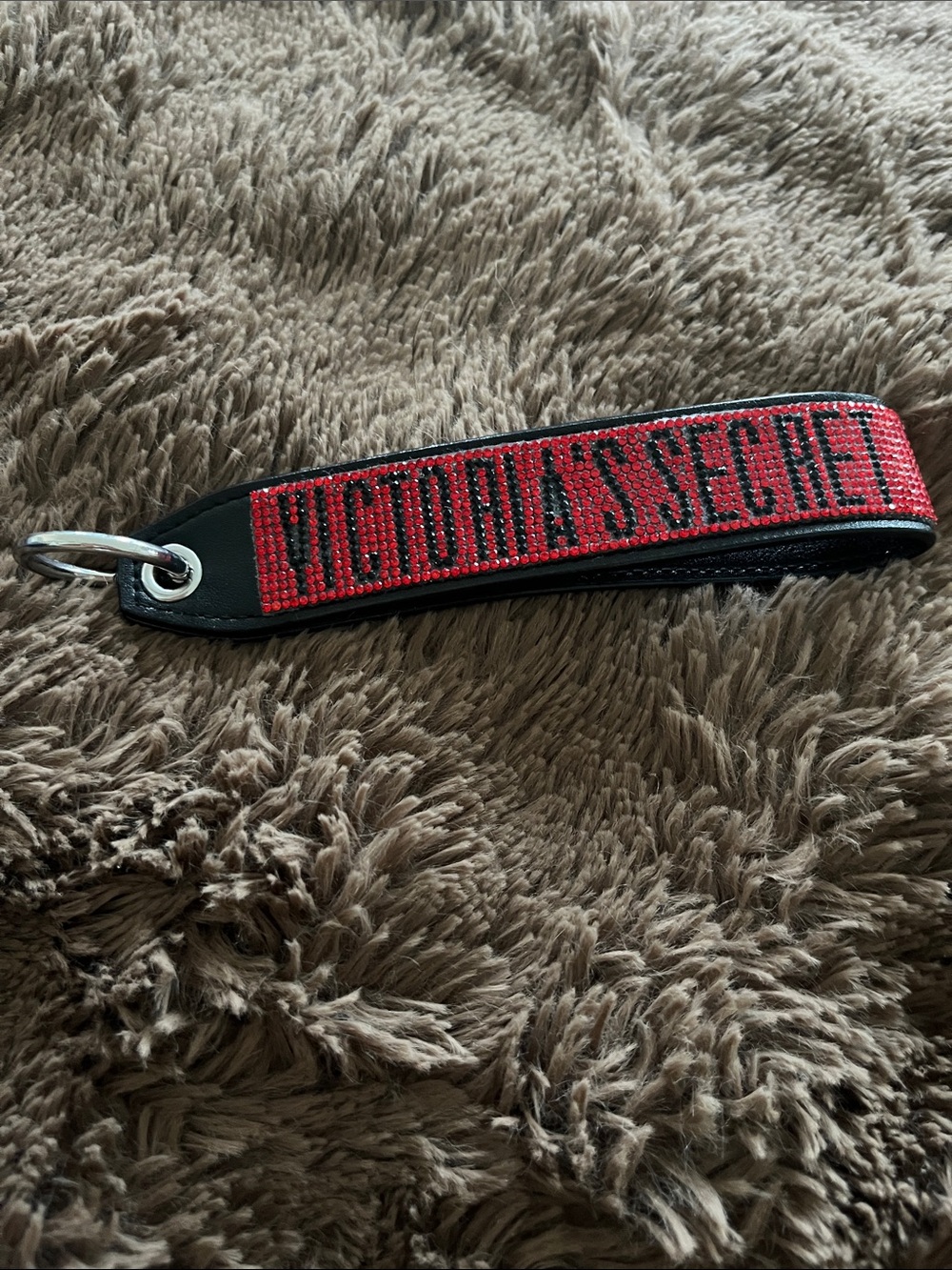 Victoria's Secret Red Crystal Logo Wristlet Keyring